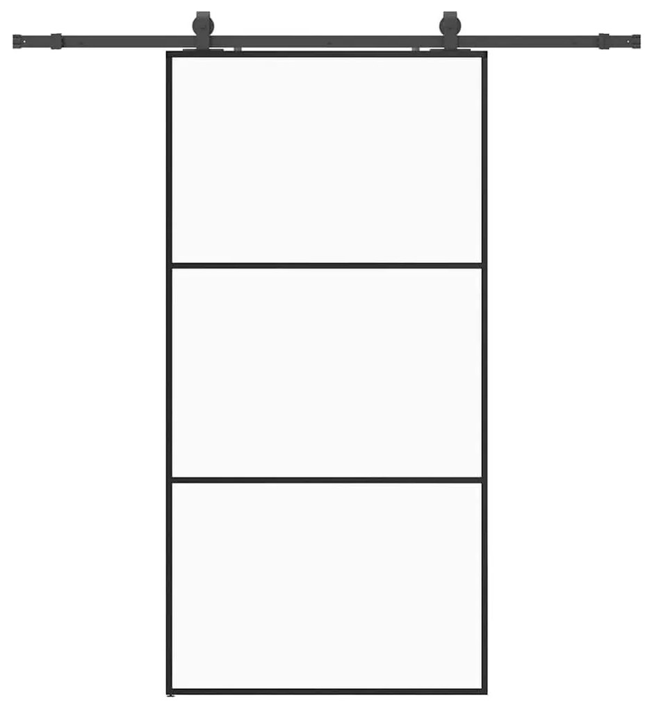 Συρόμενη πόρτα με σετ υλικού Μαύρο 102x205 cm ESG Γυαλί - Μαύρο