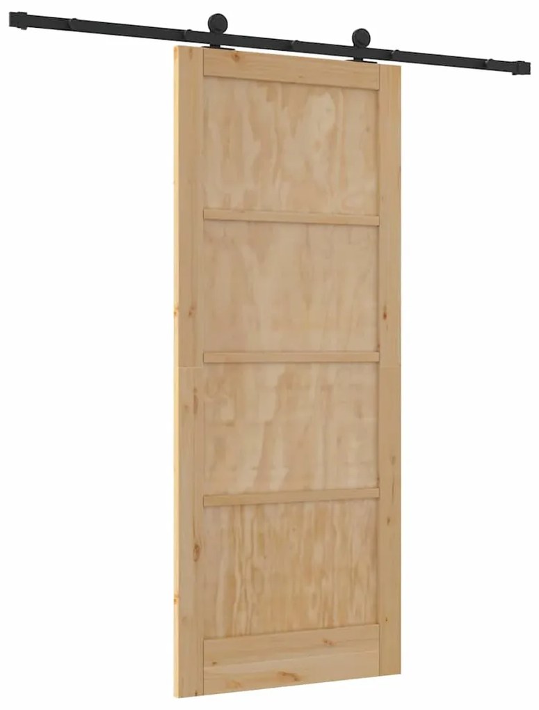 vidaXL Σετ Συρόμενης Πόρτας Φυσικό και μαύρο 86 x 211 cm