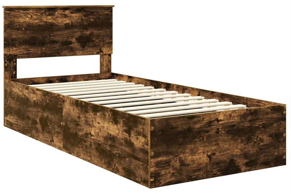 vidaXL Σκελετός Κρεβατιού με κεφαλάρι Καπνιστό Δρύς 120 x 200 cm