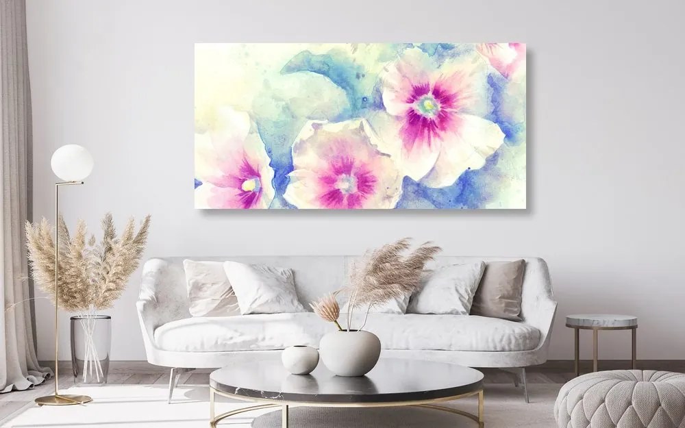 Εικόνα λουλούδια σε ροζ ακουαρέλες - 120x60