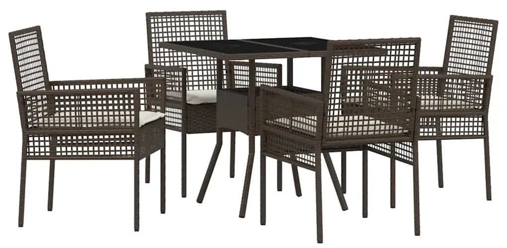 vidaXL Σέτ φαγητού για κήπο 5 pcs Καφέ συνθετικό ρατάν