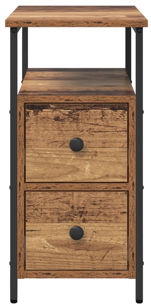 vidaXL Κομοδίνο με συρτάρι 2 pcs Παλαιό ξύλο 30 x 60 x 60 εκ.