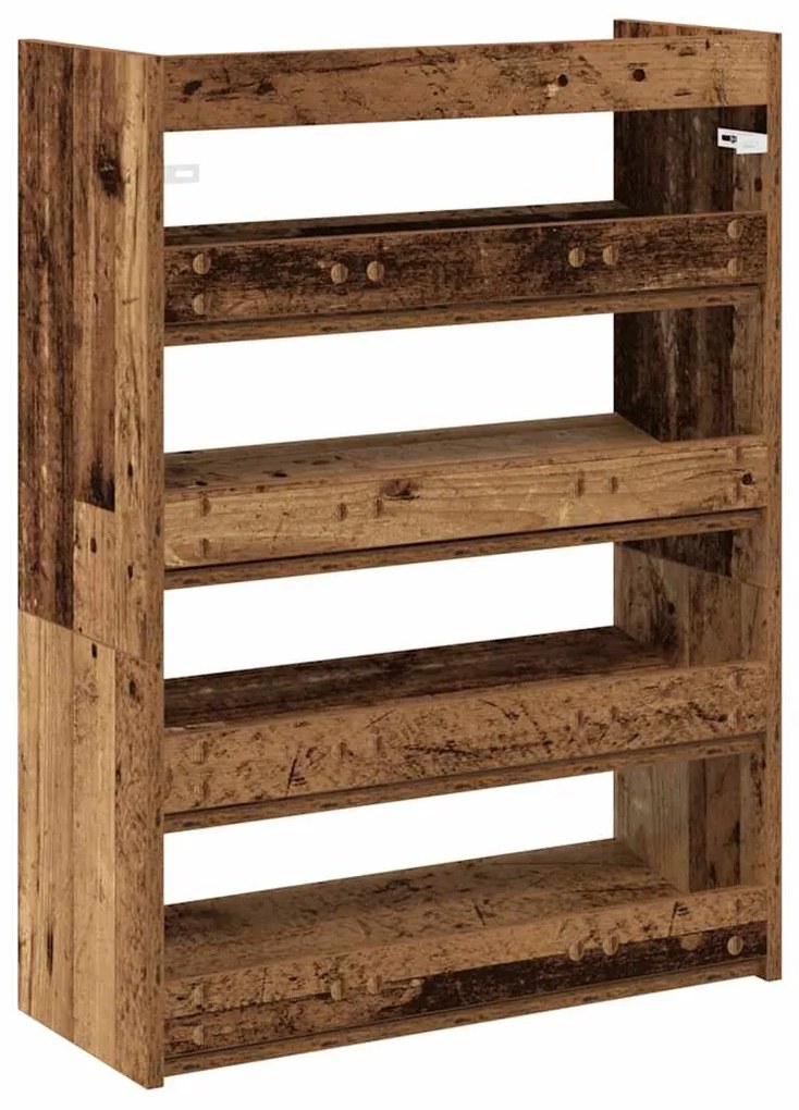 Ράφι παπουτσιών Παλιό ξύλο 60x25x81 cm Κατασκευασμένο ξύλο - Καφέ