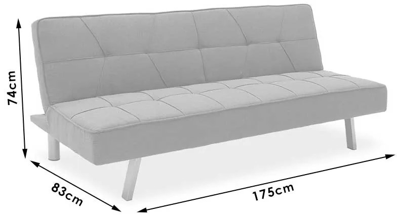 Καναπές-κρεβάτι Travis pakoworld 3θέσιος με ύφασμα ανοικτό μπλε 175x83x74εκ