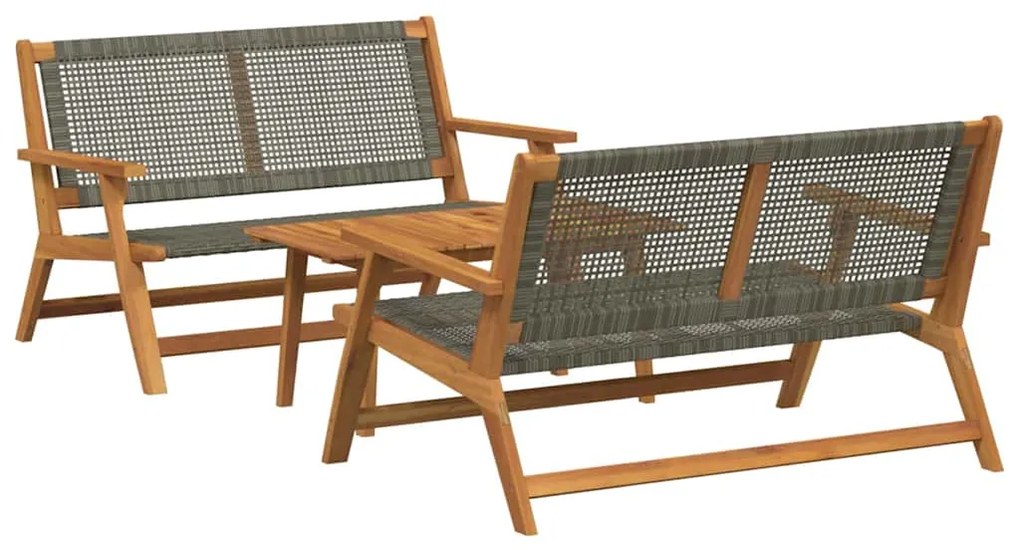 vidaXL Κήπου Καρέκλες με Τραπέζι 3 pcs Γκρι 90 x 45 x 40 cm