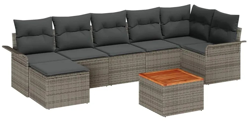 vidaXL Σετ Καναπέ Κήπου 8 pcs Γκρι Πολυ ράταν