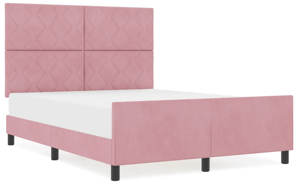 vidaXL Σκελετός Κρεβατιού με κεφαλάρι Ροζ 160 x 200 cm Βελούδο