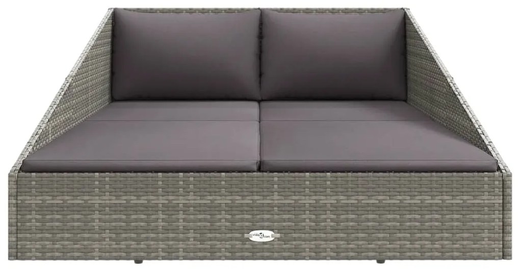 vidaXL Ξαπλώστρα - Κρεβάτι Κήπου Γκρι 110x200 εκ. Συνθετικό Ρατάν