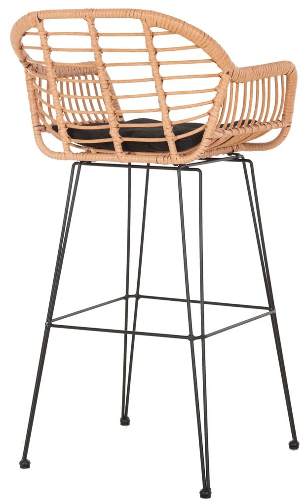 ΣΚΑΜΠΟ ΜΠΑΡ ΨΗΛΟ ALLEGRA  ΜΠΕΖ P.E. RATTAN-ΜΑΥΡΟ ΜΕΤΑΛΛΟ 54x55x108Υεκ. 54x55x108 εκ.