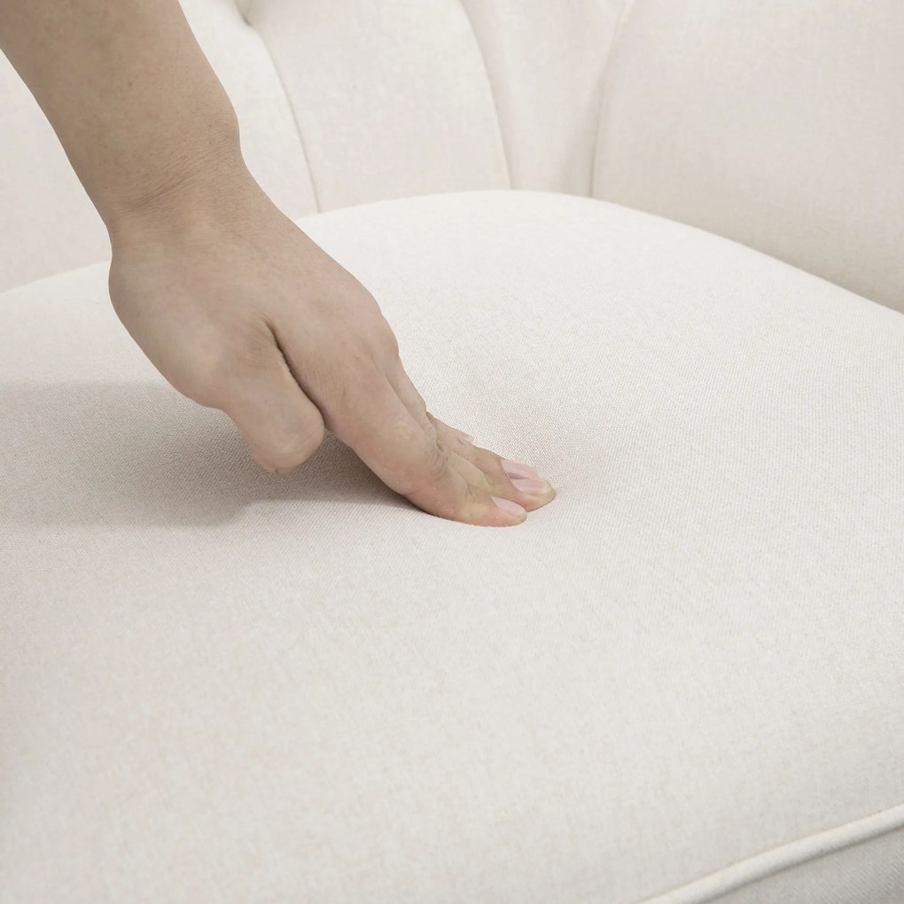 HOMCOM Πολυθρόνα Κουνιστή σε Σκανδιναβικό Σχέδιο Relax Sessel, Κουμπωτή Ραφή, 69 cm x 90 cm x 100 cm, Κρεμ + Φυσικό + Μαύρο