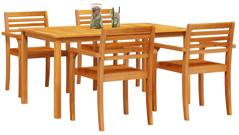 vidaXL Σετ Τραπεζαρίας 5 pcs Φυσικό Καφέ 150 x 90 x 74 cm