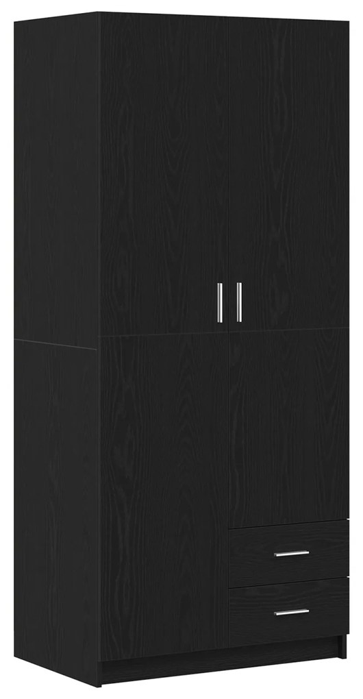 vidaXL Ντουλάπα  Μαύρη Δρυς 80x52x180 εκ. Επεξεργασμένο Ξύλο