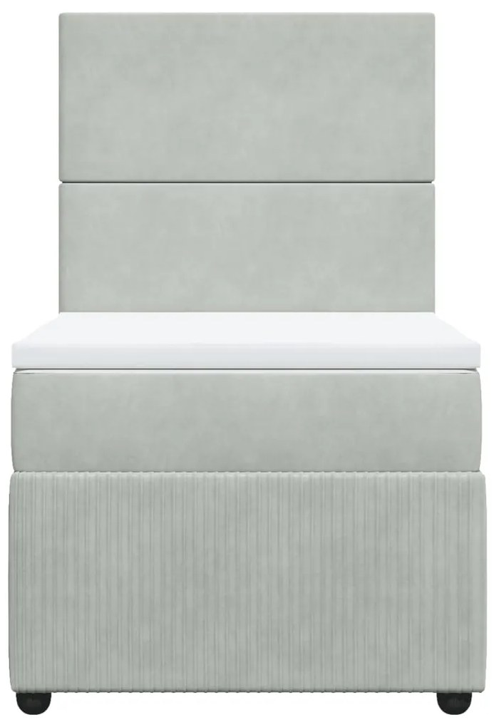 vidaXL Κρεβάτι Boxspring με Στρώμα Ανοιχτό Γκρι 100x200 εκ. Βελούδινο