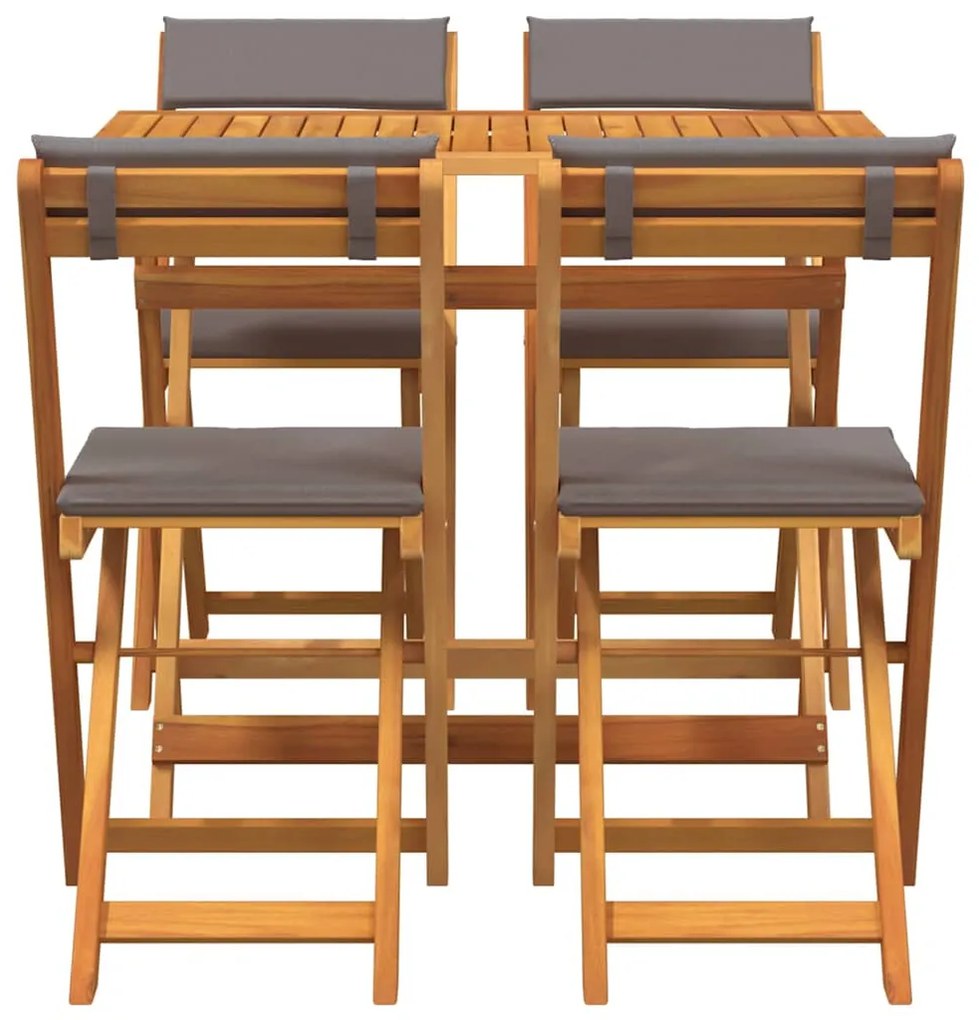 vidaXL Σετ μπιστρό με μαξιλάρι 5 pcs Φυσικό Λάδι Στερεό Ξύλο Ακακίας