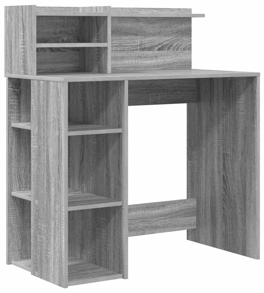 vidaXL Γραφείο με Αποθήκευση με ράφι Γκρι sonoma 90 x 48 x 101.5 εκ.