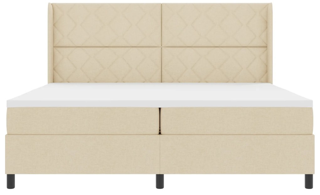 vidaXL Κρεβάτι Box με Στρώμα Κρεμ 200x200 εκ, ύφασμα.