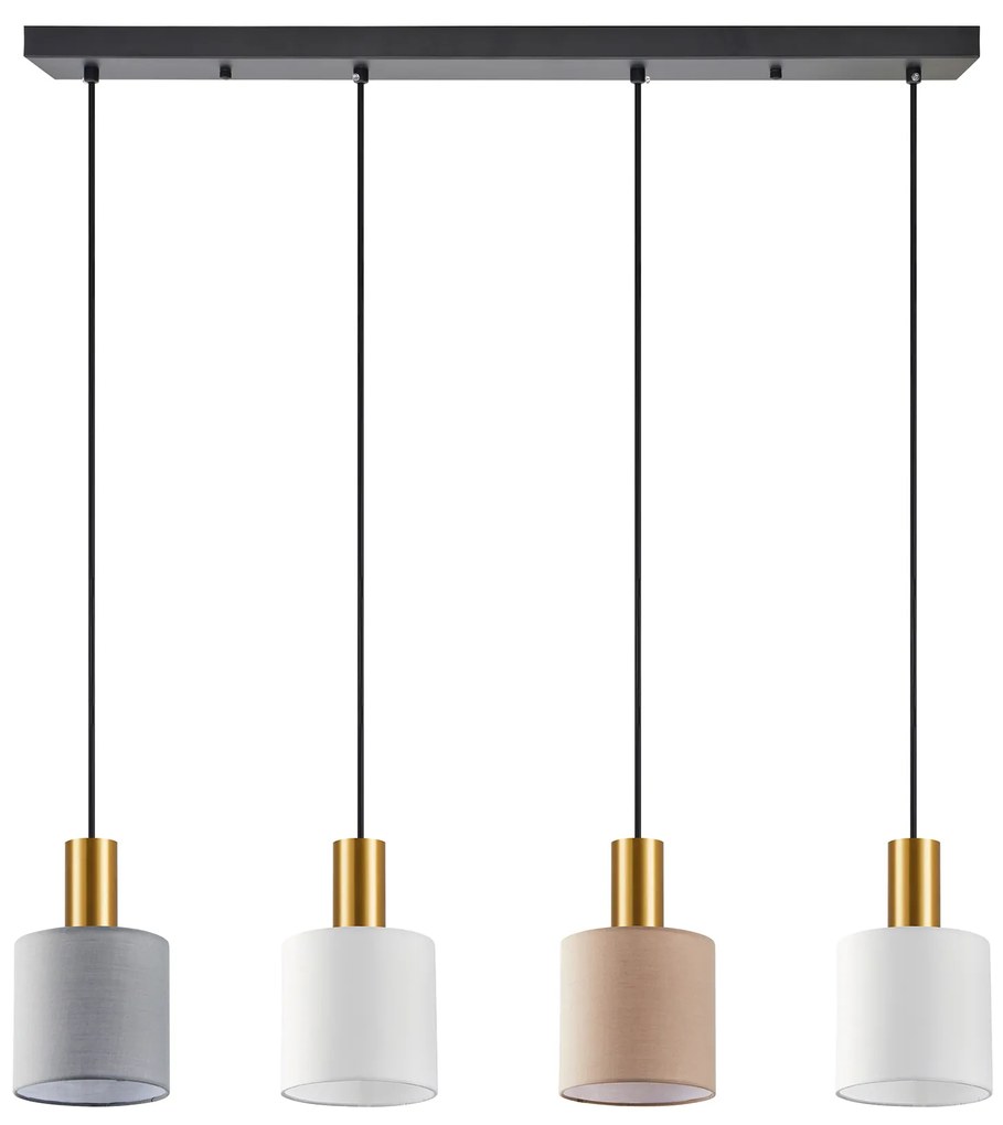 Φωτιστικό Οροφής  SE21-GM-4-4BL-SH123 ADEPT FLEX Gold Matt Pendant White, Grey, Brown Fabric Shade+ - 77-8947 - 51W - 100W - 77-8947