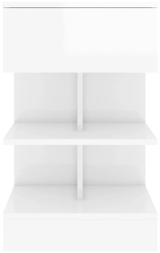 vidaXL Κομοδίνο Γυαλιστερό Λευκό 40 x 35 x 65 εκ. από Επεξ. Ξύλο