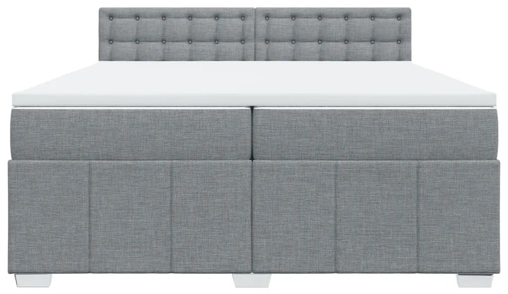 vidaXL Κρεβάτι Boxspring με Στρώμα Ανοιχτό Γκρι 200x200 εκ. Υφασμάτινο