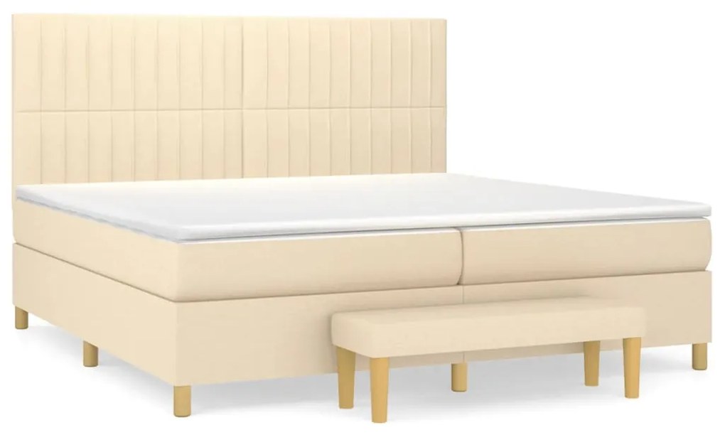 ΚΡΕΒΑΤΙ BOXSPRING ΜΕ ΣΤΡΩΜΑ ΚΡΕΜ 200X200 ΕΚ. ΥΦΑΣΜΑΤΙΝΟ 3137346