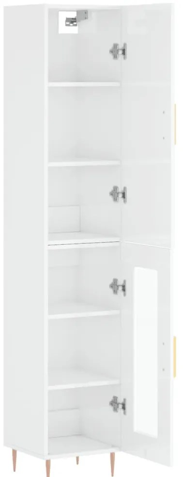 vidaXL Ντουλάπι Γυαλ. Λευκό 34,5 x 34 x 180 εκ. από Επεξεργασμένο Ξύλο