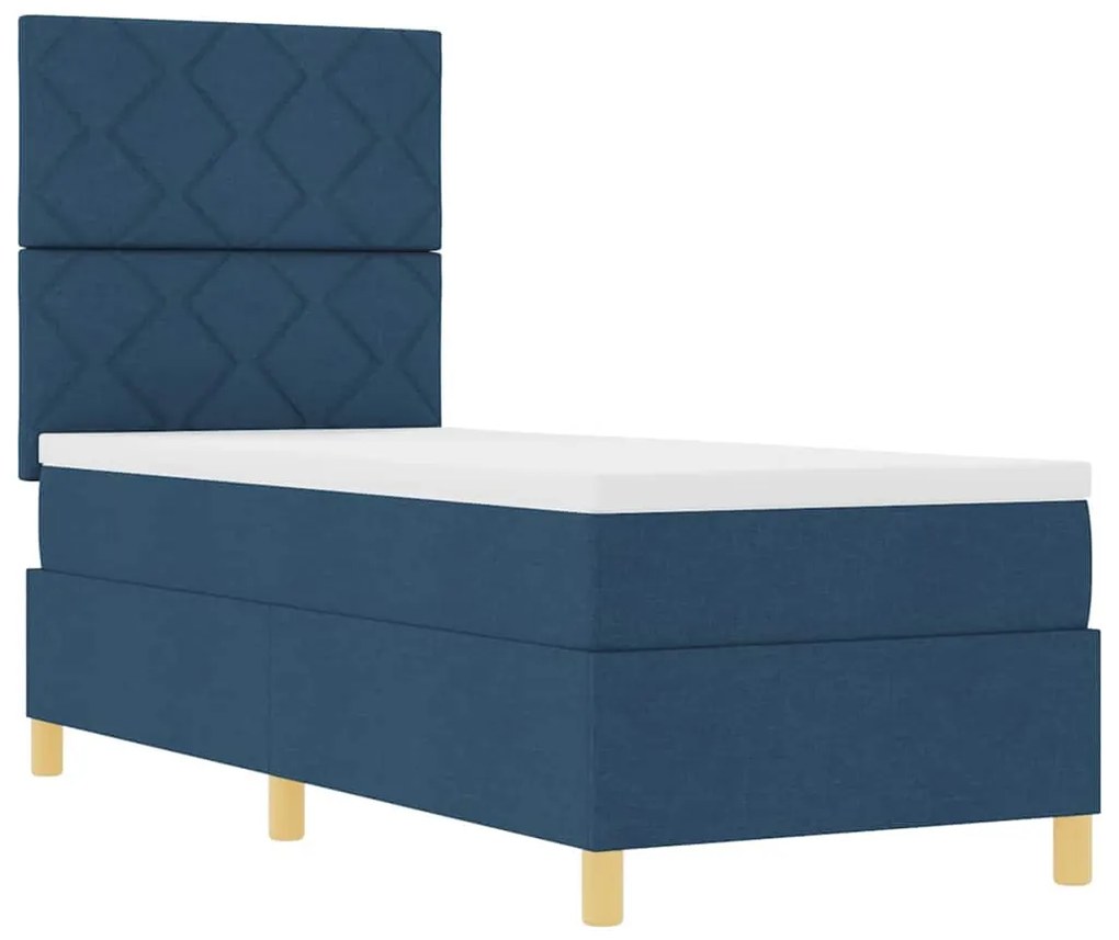 vidaXL Κρεβάτι με ελατήρια με στρώμα Μπλε 80 x 200 cm ύφασμα