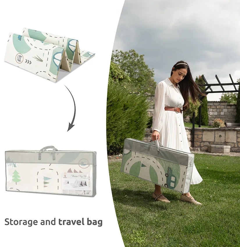 Χαλάκι Δραστηριοτήτων Πτυσσόμενο Διπλής Όψης Funny City &amp; Stars 180x200cm 10300490001 Lorelli