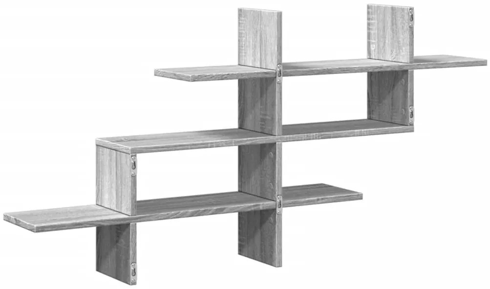 vidaXL Ραφιέρα Τοίχου Γκρι Sonoma 124,5x18x60,5 εκ. Επεξεργασμένο Ξύλο