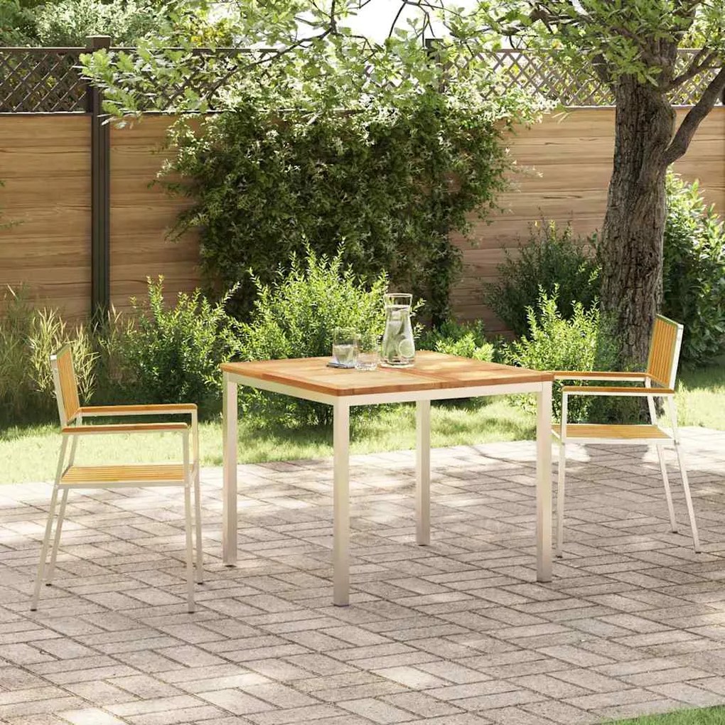 vidaXL Σέτ φαγητού για κήπο 3 pcs Καφέ Μασίφ ξύλο teak