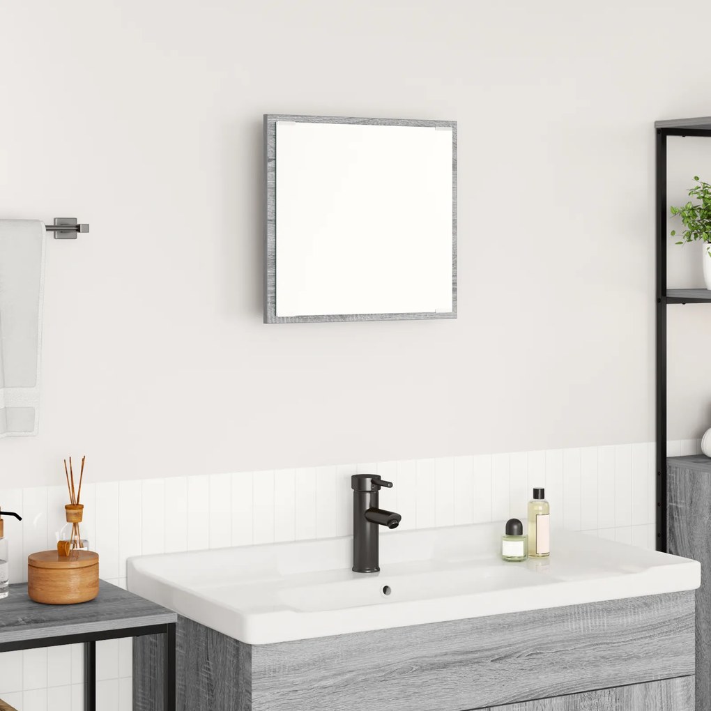 vidaXL LED Καθρέφτης Μπάνιου Γκρι Σοναμά 40x8.5x37 εκ Επεξεργασμένο Ξύλο