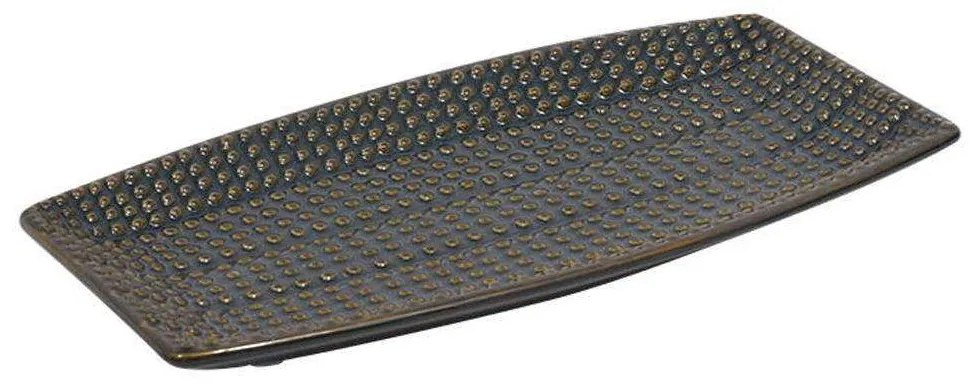 Διακοσμητική Πιατέλα 023-223-095 33x18x3cm Blue Black-Gold Ceramic