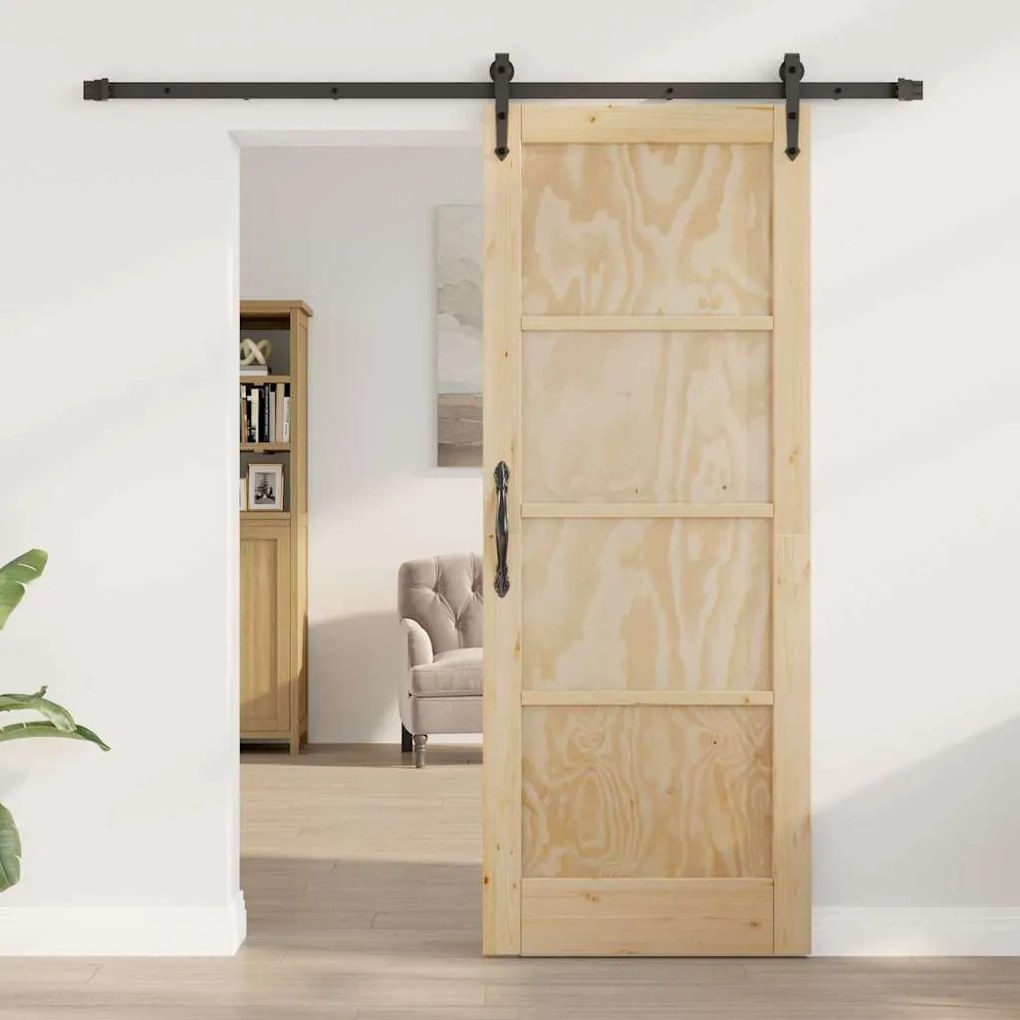 vidaXL Συρόμενη Πόρτα Άλλο ORKDAL Φυσικό και μαύρο 78 x 202 εκ.