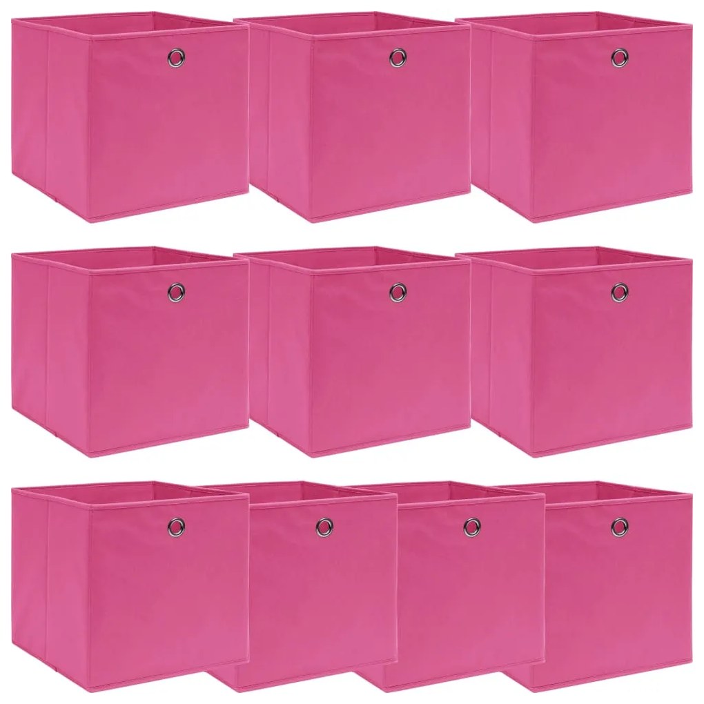 Κουτιά Αποθήκευσης 10 τεμ. Ροζ 32 x 32 x 32 εκ. Υφασμάτινα