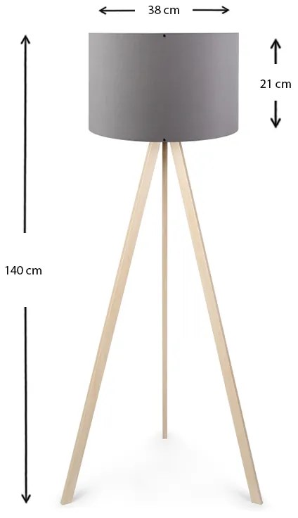 Φωτιστικό δαπέδου Rosling Megapap Mdf/ύφασμα/Pvc χρώμα φυσικό/ανθρακί 38x21x140εκ. - GP029-0001,2