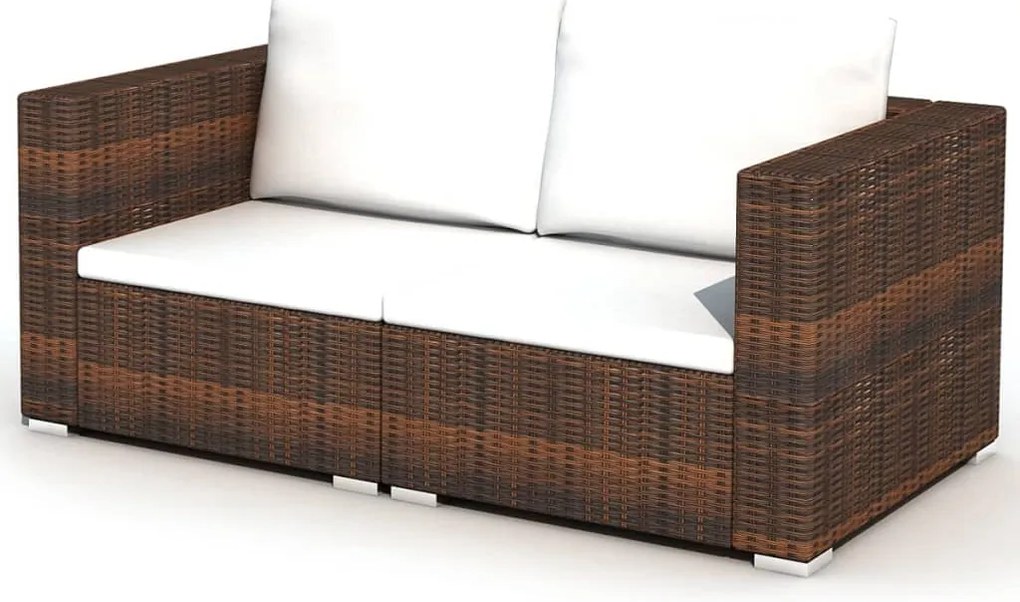 vidaXL Σαλόνι Κήπου 10 Τεμαχίων Καφέ από Συνθετικό Ρατάν με Μαξιλάρια