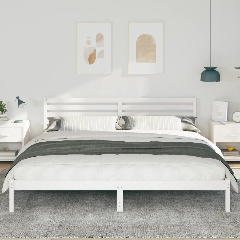 vidaXL Σκελετός Κρεβατιού Λευκό 180 x 210 cm Συμπαγές ξύλο πεύκου