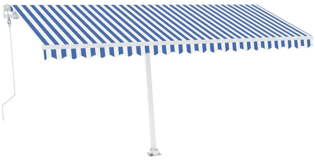 vidaXL Τέντα Αυτόματη με Αισθητήρα Ανέμου &amp; LED Μπλε/Λευκό 500x300 εκ.