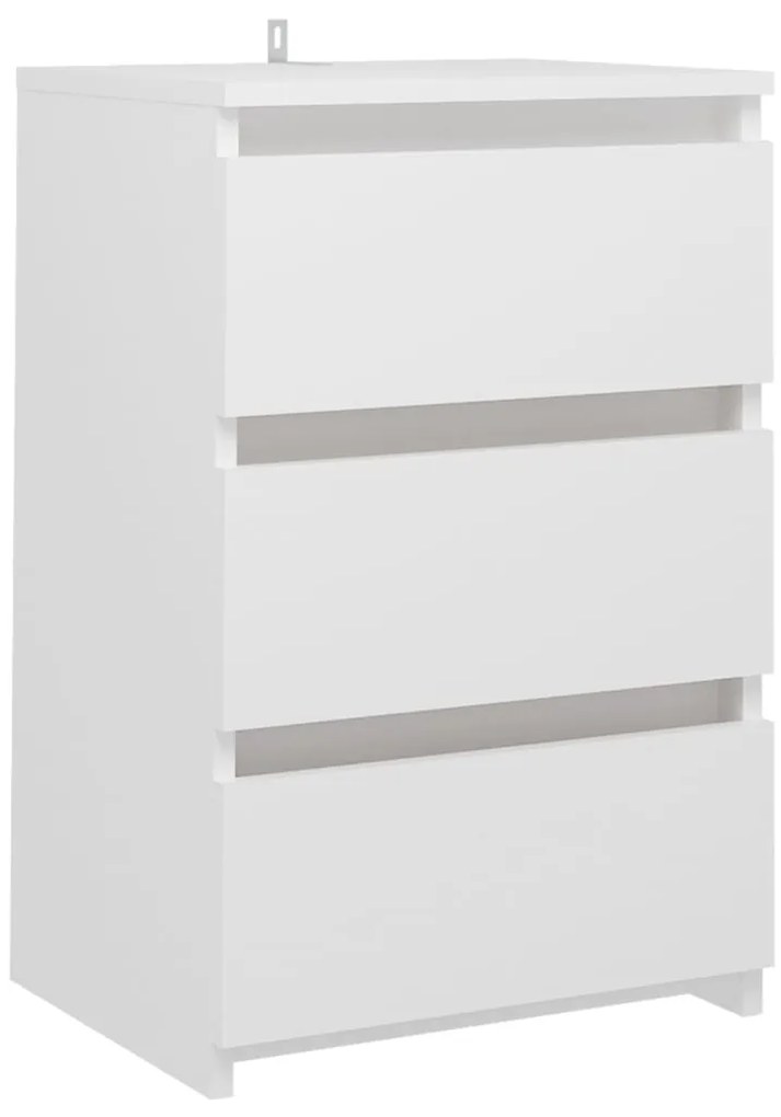 vidaXL Κομοδίνο Λευκό 40 x 35 x 62,5 εκ. από Επεξ. Ξύλο