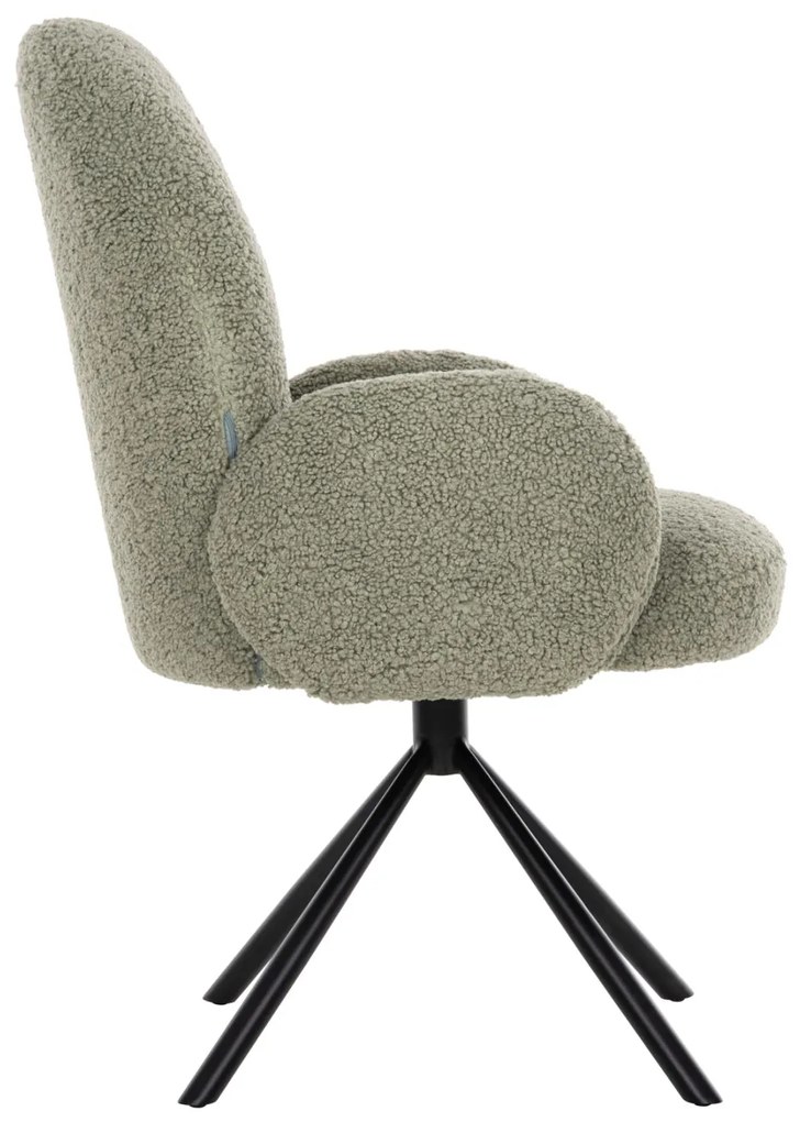 Πολυθρόνα WINON C9778.08 Περιστρεφόμενη με Olive Green Μπουκλέ Ύφασμα &amp; Μαύρο Μέταλλο 65x67x92Υ εκ. 65x67x92 εκ.