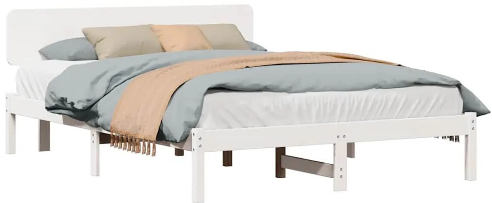 vidaXL Σκελετός Κρεβατιού Λευκό 140 x 200 cm Μασίφ ξύλο πεύκου