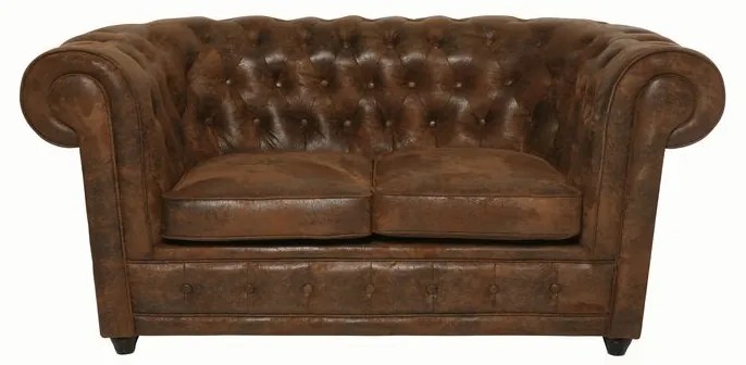 Καναπές Διθέσιος Oxford Vintage Eco Καφέ 160x92x76εκ - Καφέ