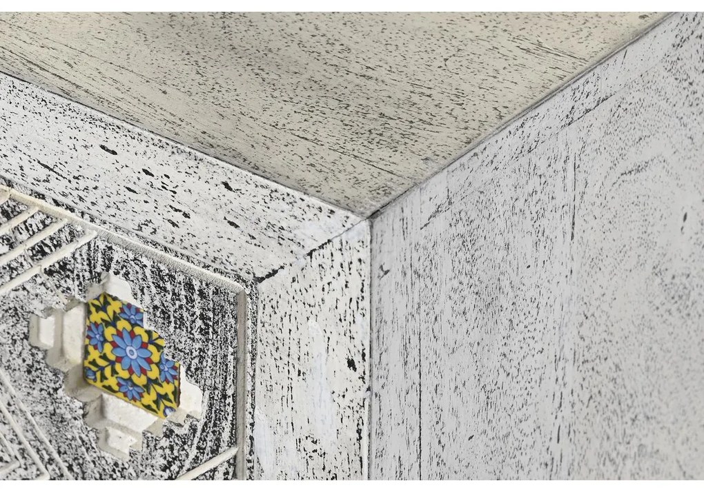 Τηλεόραση DKD Home Decor Λευκό Μπεζ Γκρι Πολύχρωμο Κεραμικά Ξύλο από Μάνγκο 130 x 40 x 56 cm