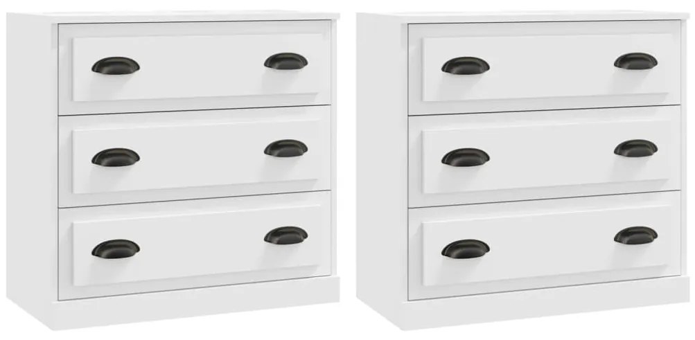 vidaXL Συρταριέρες 2 τεμ. Λευκές από Επεξεργασμένο Ξύλο