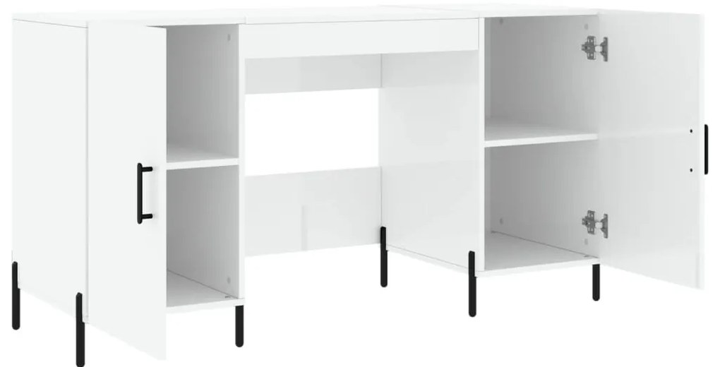 vidaXL Γραφείο Γυαλιστερό Λευκό 140x50x75 εκ. Επεξεργασμένο Ξύλο