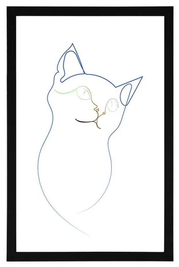 Αφίσα με πασπαρτού Χρωματιστές γραμμές της γάτας - 40x60 black