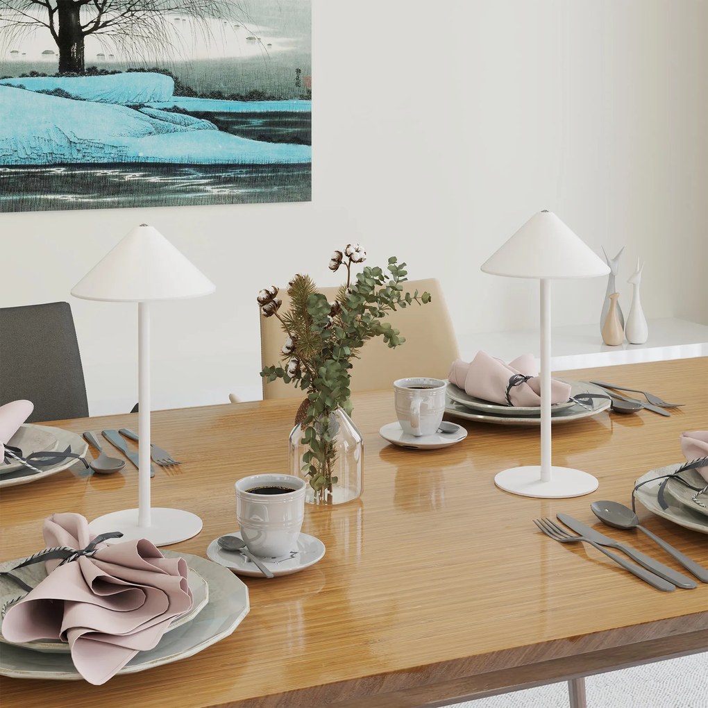 Φωτιστικό γραφείου LED HOMCOM με καλώδιο USB, διακόπτη αφής, μέταλλο, επαναφορτιζόμενο, Λευκό