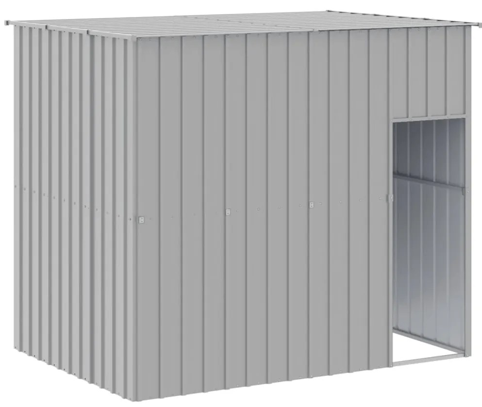 vidaXL Σπιτάκι Σκύλου με Αυλή Αν. Γκρι 214x253x181 εκ. Γαλβαν. Χάλυβας