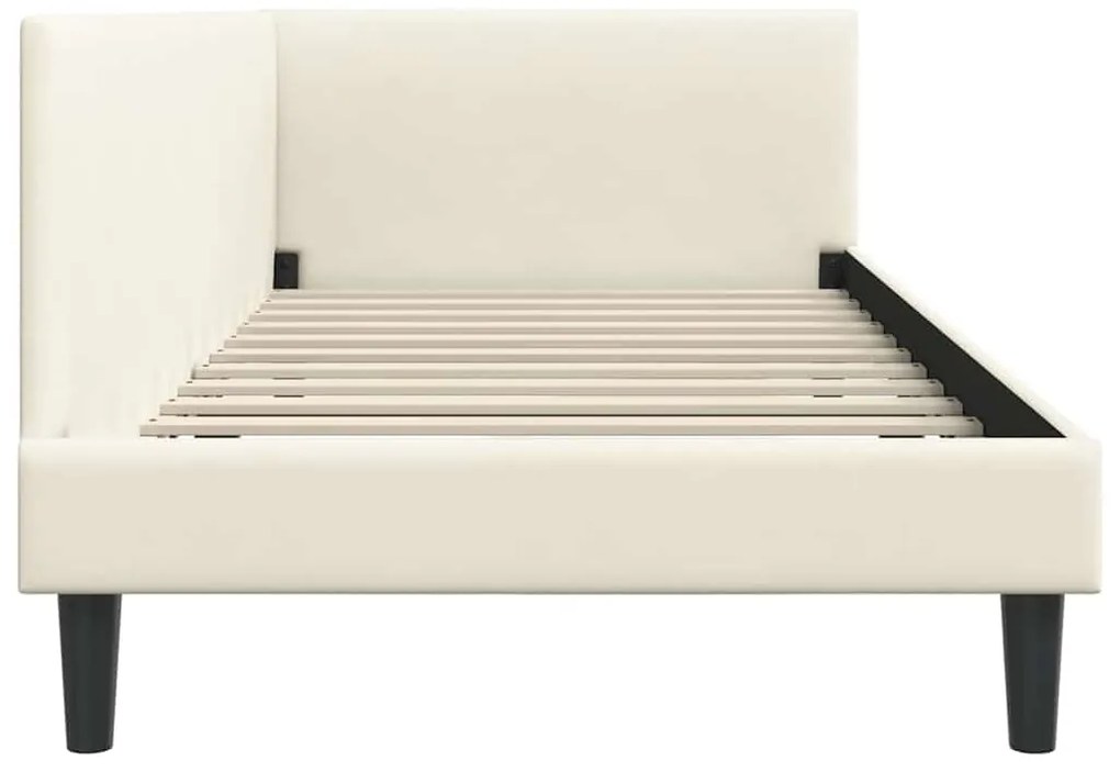 vidaXL Κρεβάτι Γωνίας Κρεμ 80 x 200 cm Βελούδο και Εργοστασιακό ξύλο