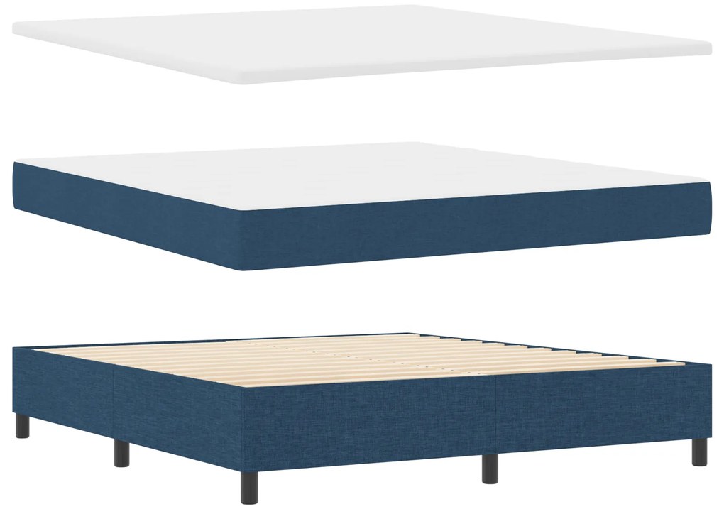 vidaXL Κρεβάτι Box Spring με Στρώμα Μπλε 180x200 εκ. Υφάσματος