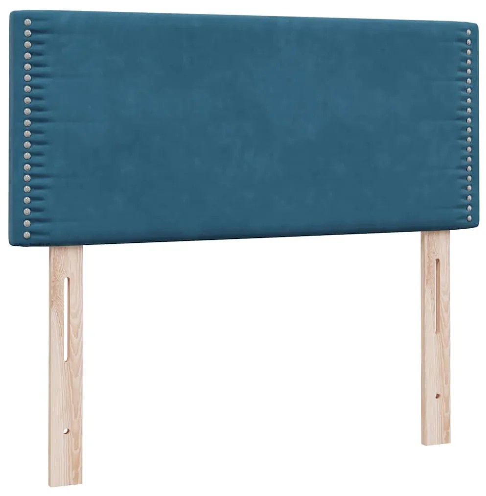 vidaXL Κρεβάτι Boxspring με Στρώμα Σκούρο Μπλε 100x210 εκ. Βελούδινο